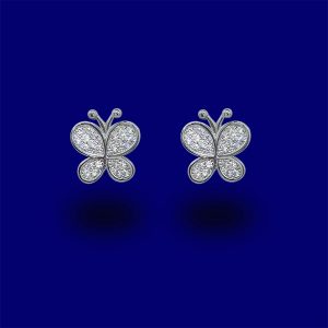 Sterling Silver & Diamonique Butterfly Earrings