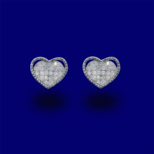 Sterling Silver & Diamonique Heart Earrings