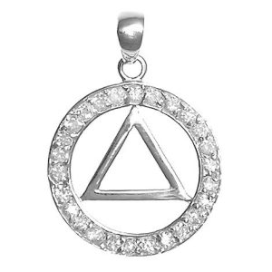 Buy AA Sterling Silver Pendant with Sparkly Crystal Bling and AA Symbol