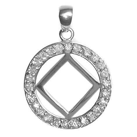 NA Crystal Bling Narcotics Anonymous Symbol Sterling Silver Pendant