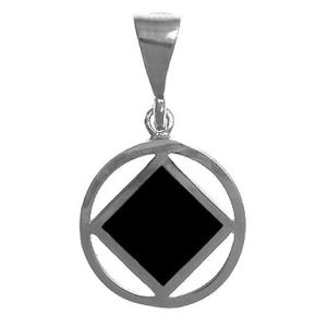 NA Sterling Silver Narcotics Anonymous Symbol Pendant with Black Enamel Inlay