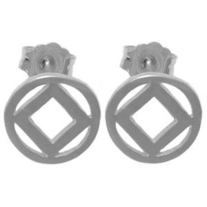 NA Small-Sized Sterling Silver Narcotics Anonymous Symbol Stud Earrings