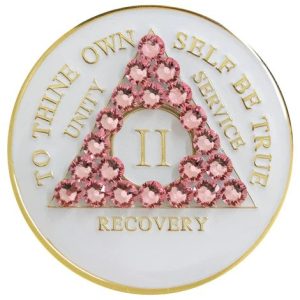 White with Rose Crystal AA Medallion (1 Year-45 Years)