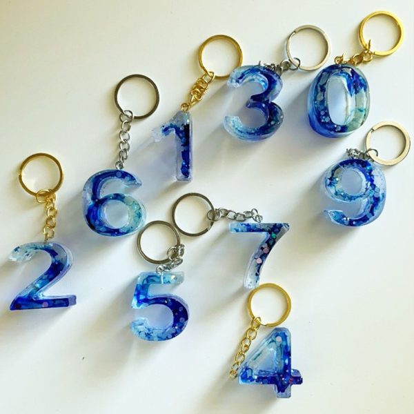 Blue Swirls Anniversary Keychain
